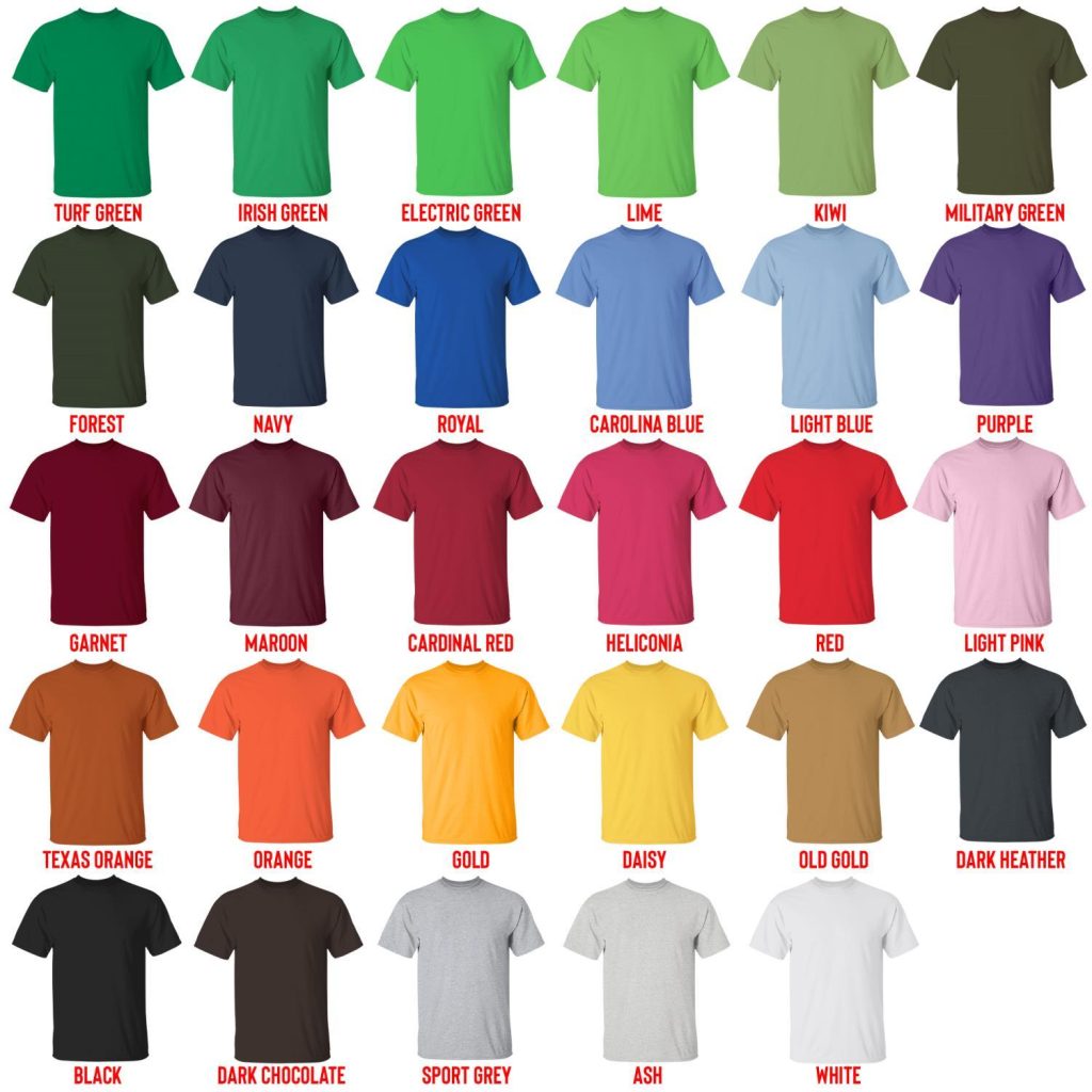 t shirt color chart - Preston Merch